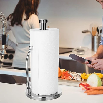 המטבח מחזיק נייר אנכי גליל נייר מתלה נירוסטה מגבת נייר אחסון מדף מפיות Stand מחזיק אביזרים למטבח